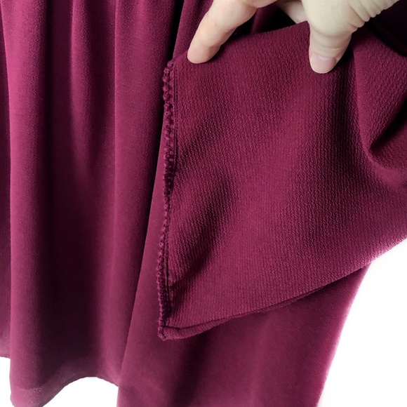 Y2K Long Sleeve Mini Dress Burgundy - Picture 4 of 5